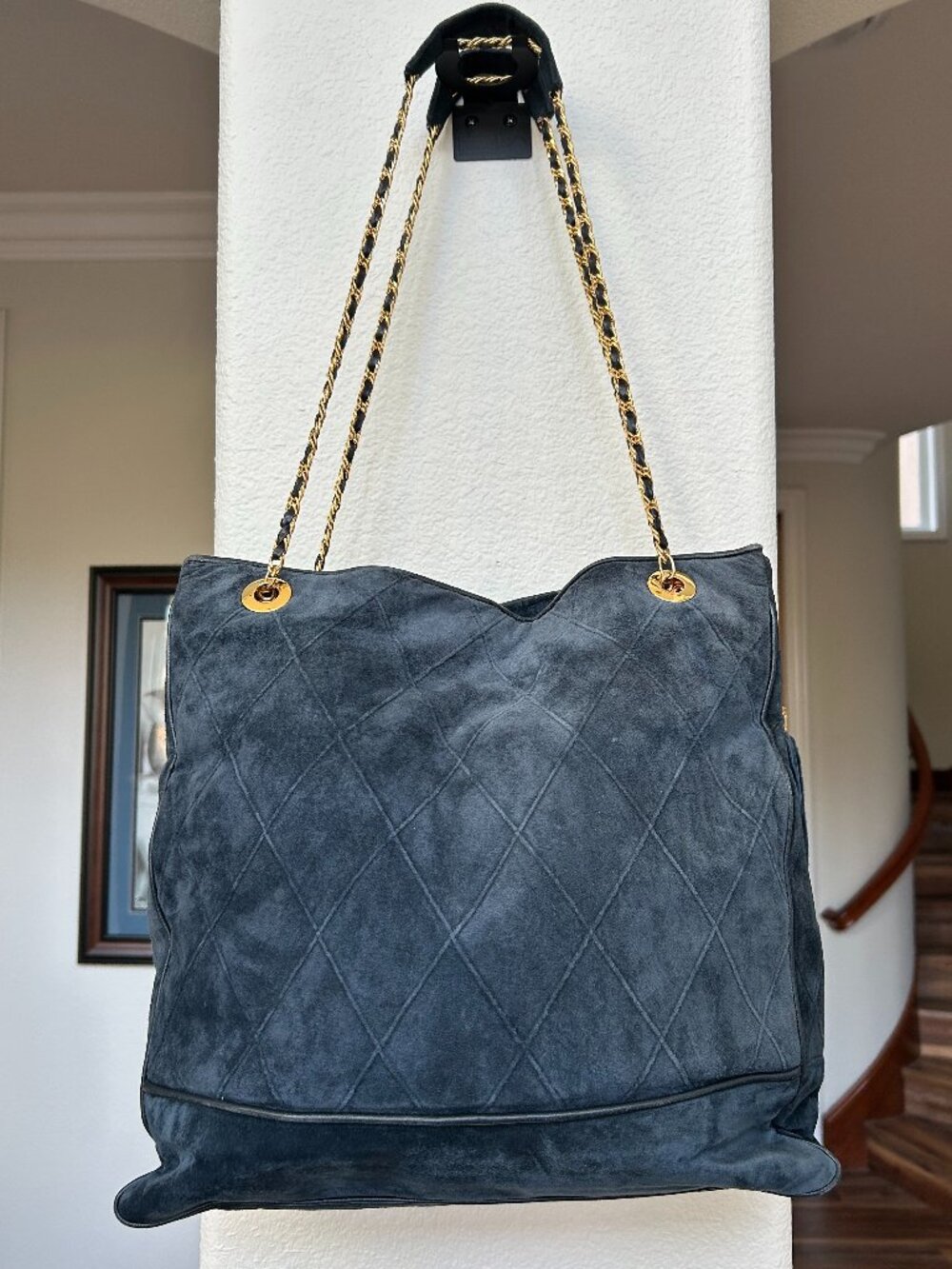 Vintage Jay Herbert New York blue suede hobo bag.